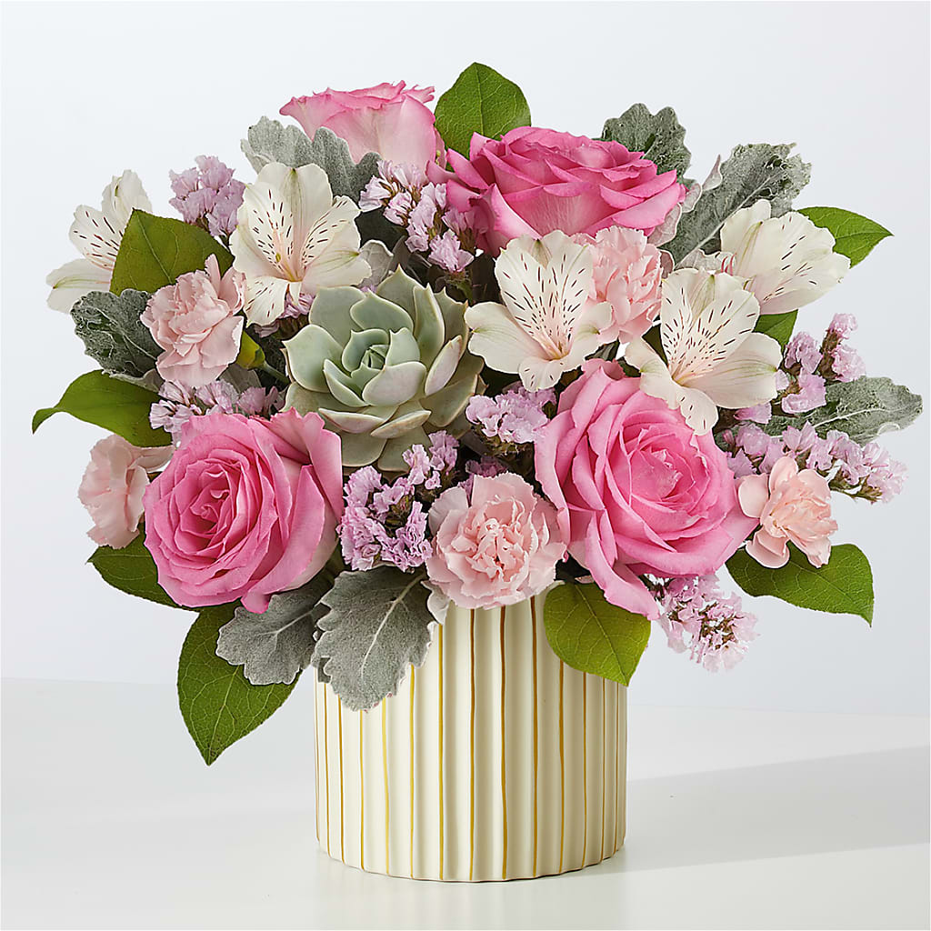 Dusty Rose Bouquet with Ivory Vase – KENDRA'S FLORAL KREATIONS, Indianapolis IN