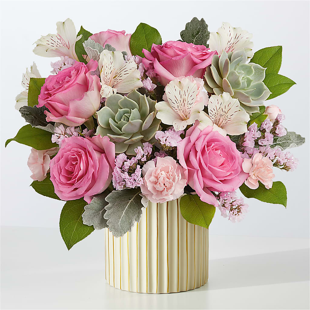 Dusty Rose Bouquet with Ivory Vase – KENDRA'S FLORAL KREATIONS, Indianapolis IN