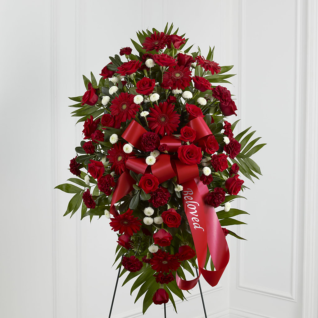 Treasured Memories Standing Spray – KENDRA'S FLORAL KREATIONS, Indianapolis IN