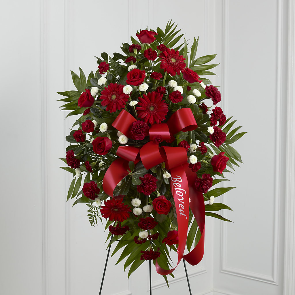 Treasured Memories Standing Spray – KENDRA'S FLORAL KREATIONS, Indianapolis IN