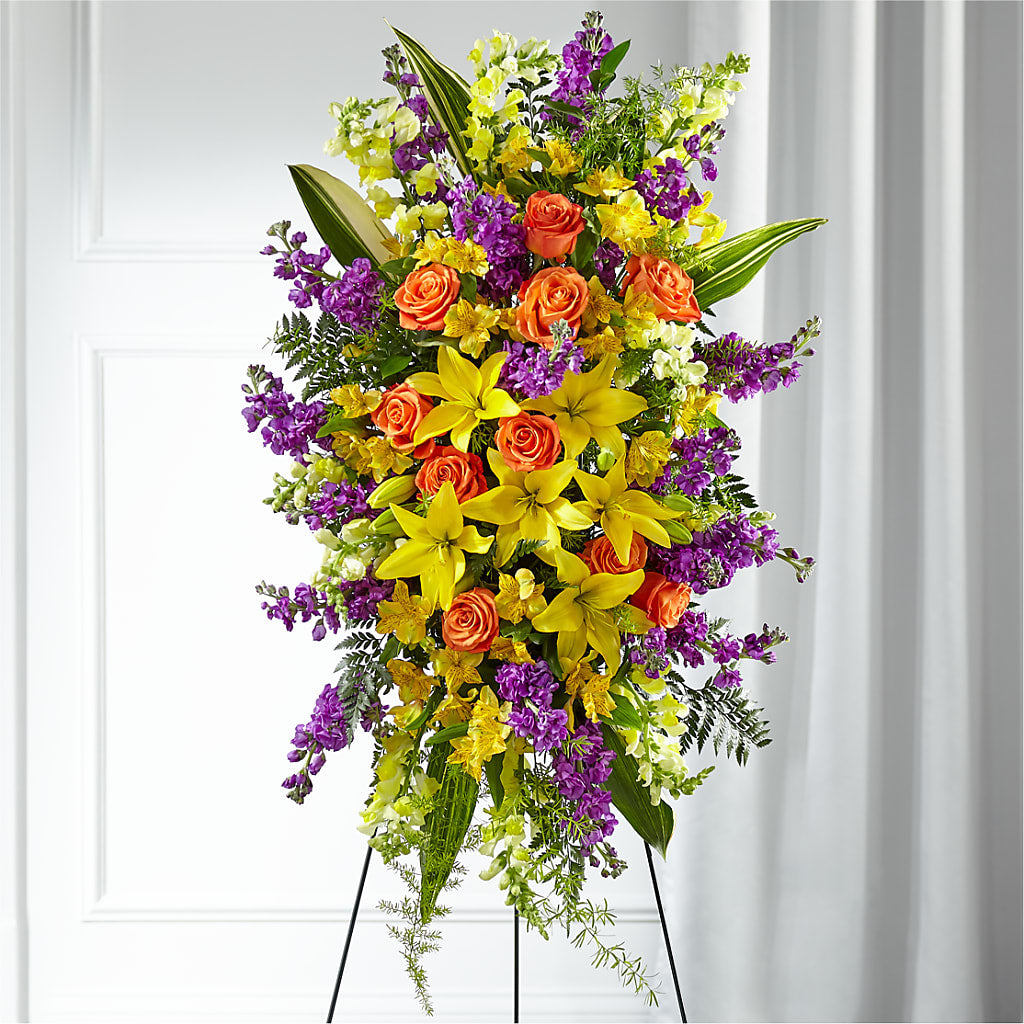 Thoughtful Prayers Standing Spray – KENDRA'S FLORAL KREATIONS, Indianapolis IN