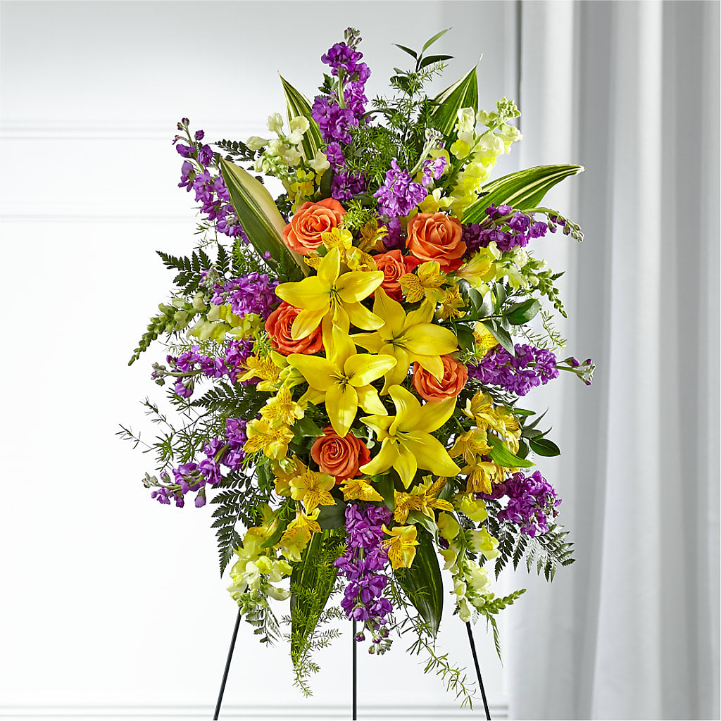 Thoughtful Prayers Standing Spray – KENDRA'S FLORAL KREATIONS, Indianapolis IN