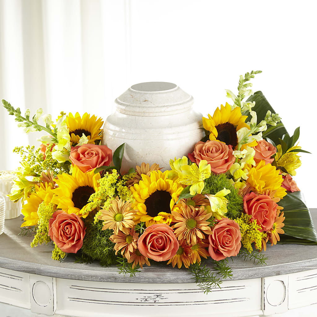 Faithful Sunflower Cremation Adornment – KENDRA'S FLORAL KREATIONS, Indianapolis IN