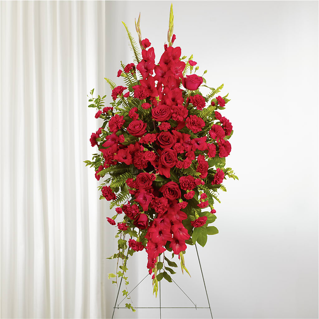 From the Heart Standing Spray – KENDRA'S FLORAL KREATIONS, Indianapolis IN