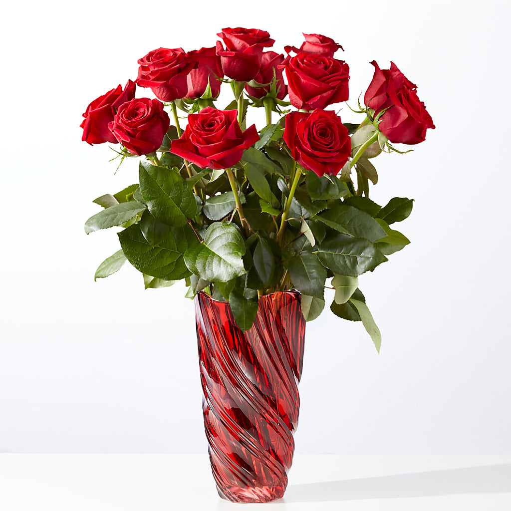 Classic Love Red Rose Bouquet with Luxe Swirl Vase – KENDRA'S FLORAL KREATIONS, Indianapolis IN