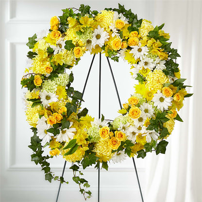 Golden Remembrance Wreath – KENDRA'S FLORAL KREATIONS, Indianapolis IN