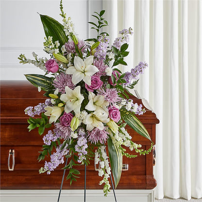 Grateful Hearts Standing Spray – KENDRA'S FLORAL KREATIONS, Indianapolis IN