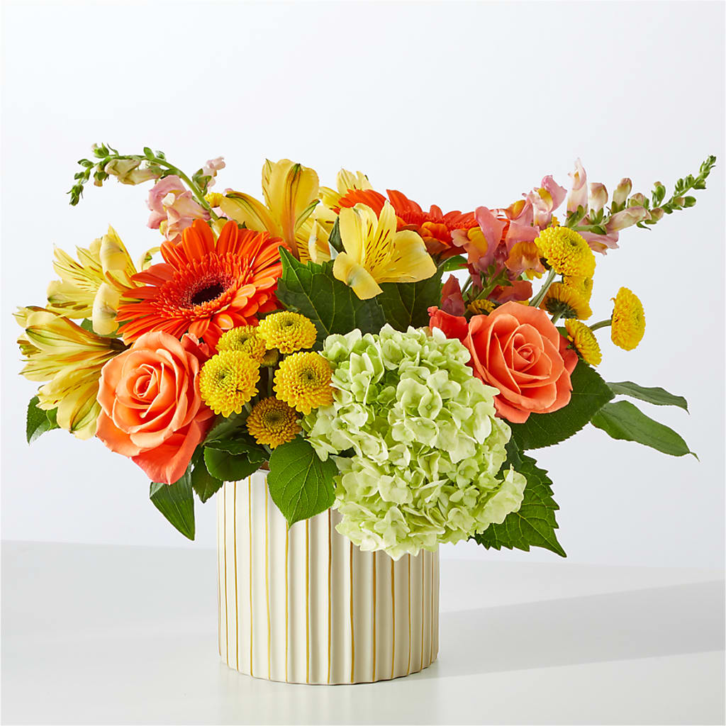 Autumn Sunshine Bouquet with Ivory Vase – KENDRA'S FLORAL KREATIONS, Indianapolis IN