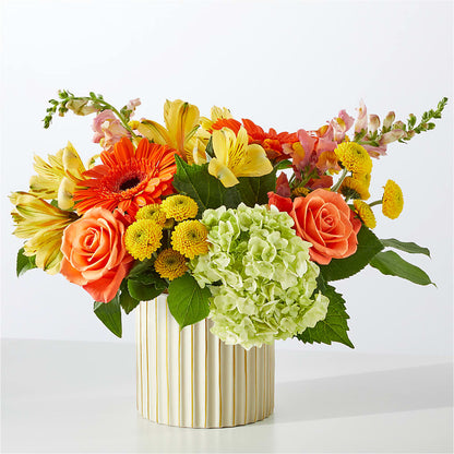 Autumn Sunshine Bouquet with Ivory Vase – KENDRA'S FLORAL KREATIONS, Indianapolis IN