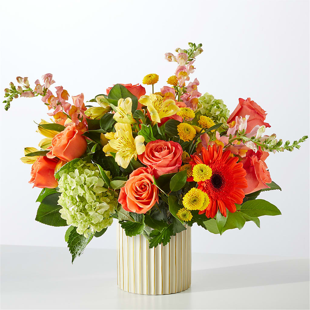 Autumn Sunshine Bouquet with Ivory Vase – KENDRA'S FLORAL KREATIONS, Indianapolis IN