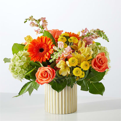 Autumn Sunshine Bouquet with Ivory Vase – KENDRA'S FLORAL KREATIONS, Indianapolis IN