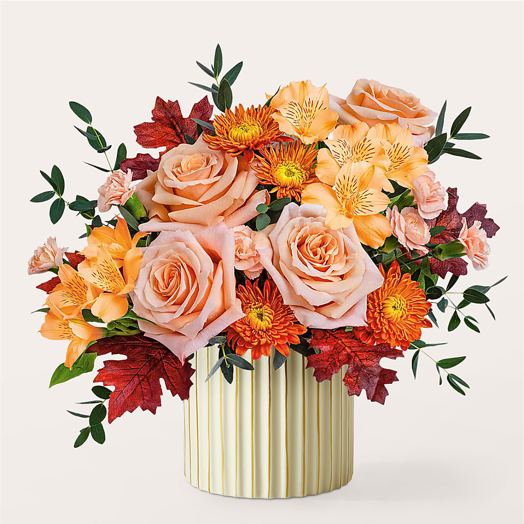 Spiced Latte Bouquet with Ivory Vase – KENDRA'S FLORAL KREATIONS, Indianapolis IN