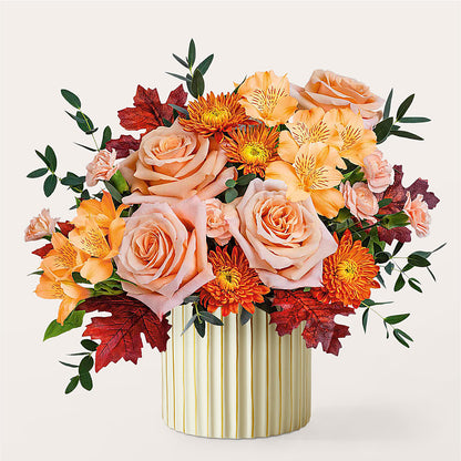 Spiced Latte Bouquet with Ivory Vase – KENDRA'S FLORAL KREATIONS, Indianapolis IN