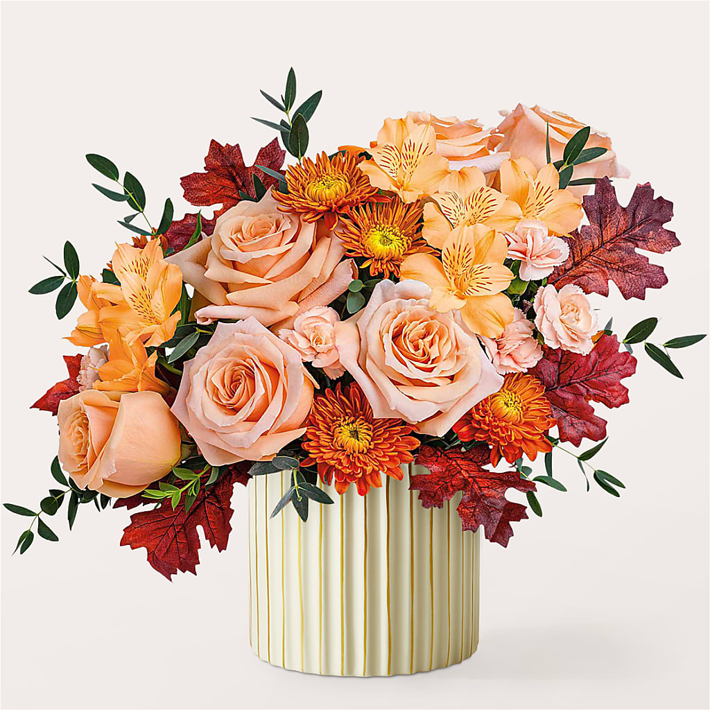 Spiced Latte Bouquet with Ivory Vase – KENDRA'S FLORAL KREATIONS, Indianapolis IN
