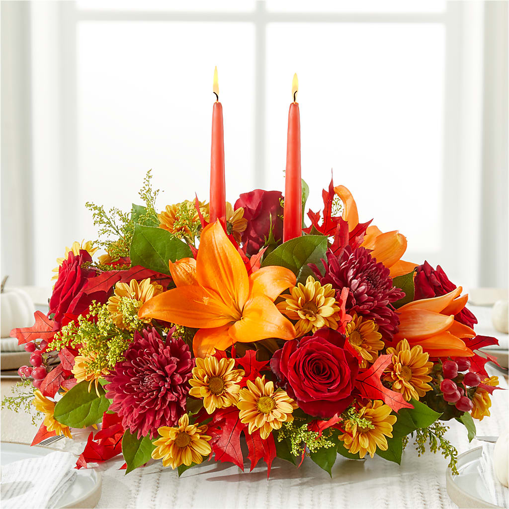 Autumn's Embrace Centerpiece – KENDRA'S FLORAL KREATIONS, Indianapolis IN