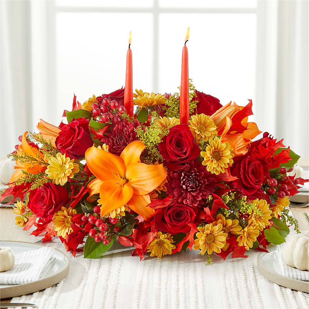 Autumn's Embrace Centerpiece – KENDRA'S FLORAL KREATIONS, Indianapolis IN