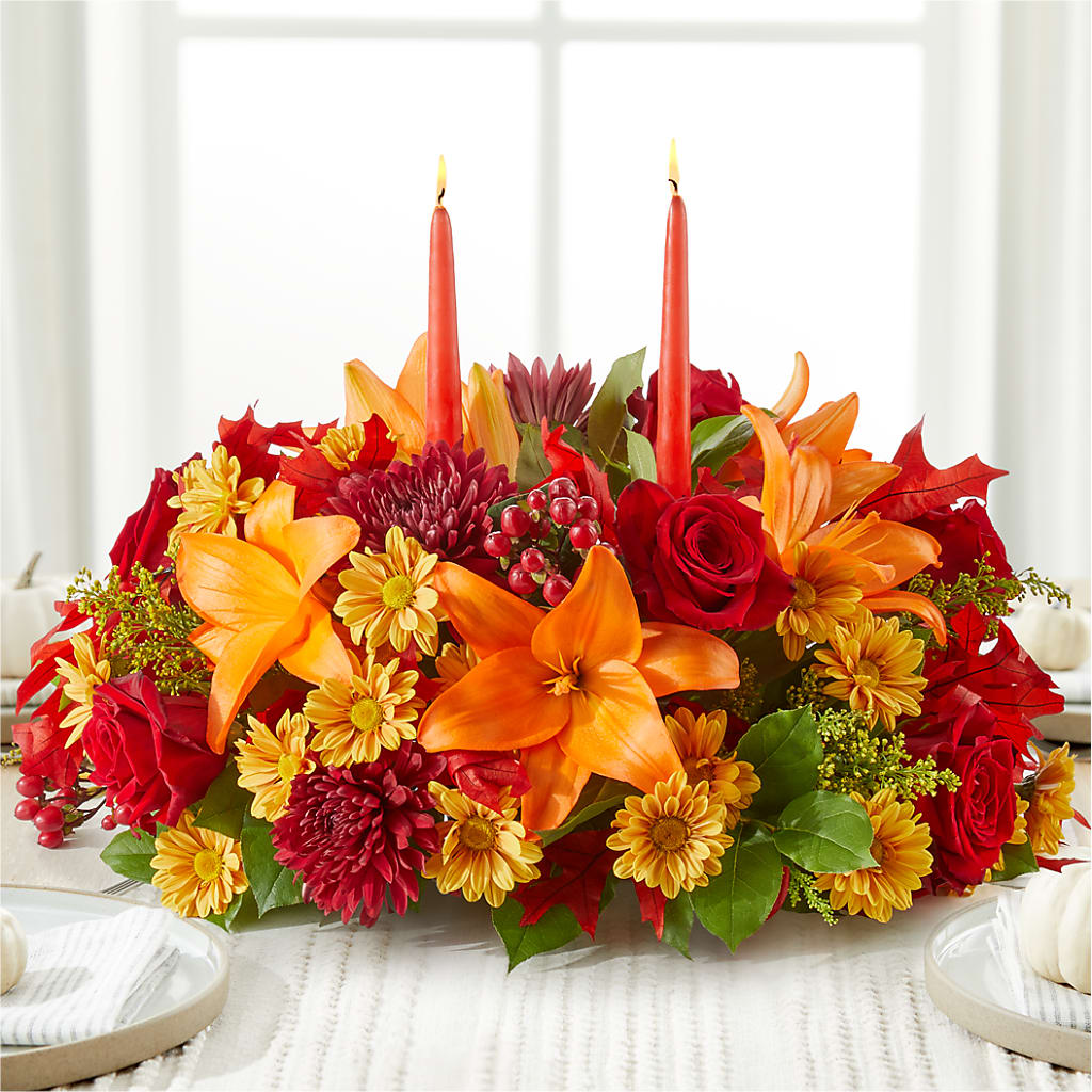 Autumn's Embrace Centerpiece – KENDRA'S FLORAL KREATIONS, Indianapolis IN