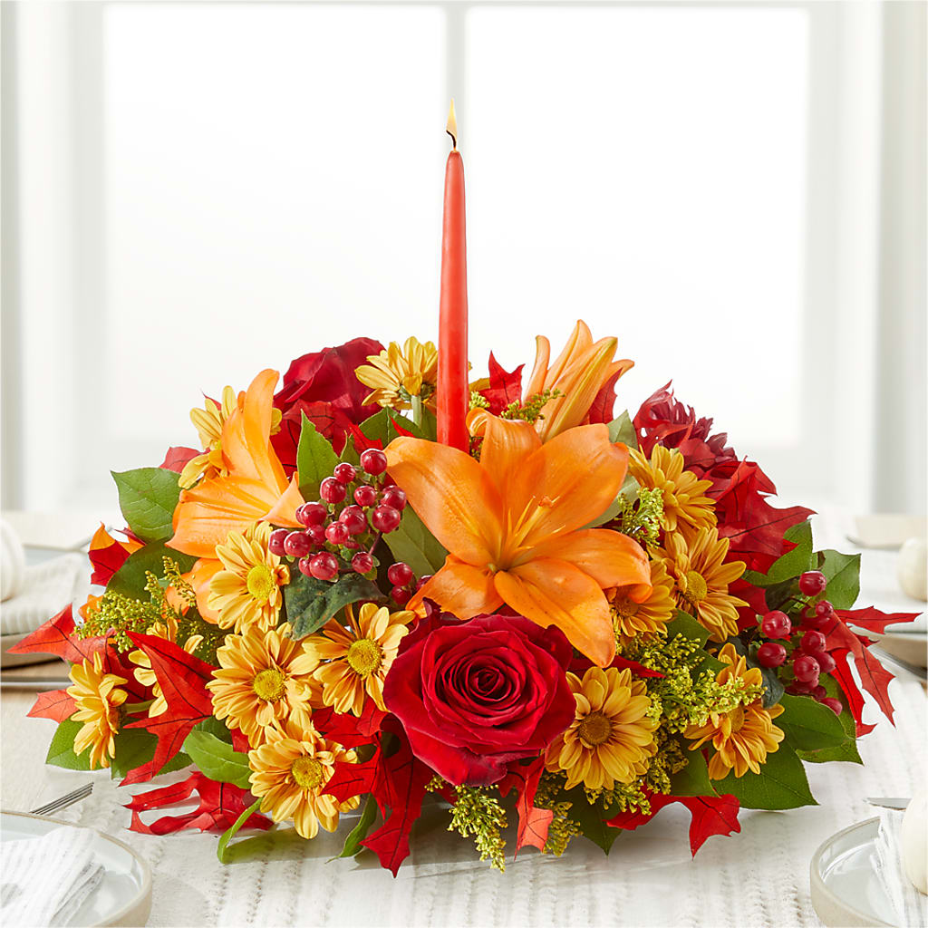 Autumn's Embrace Centerpiece – KENDRA'S FLORAL KREATIONS, Indianapolis IN